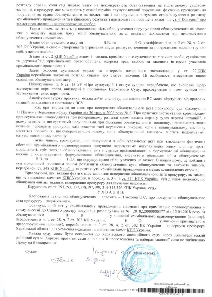 Створення і утримання місць розпусти – ч.2 ст. 302 КК України
