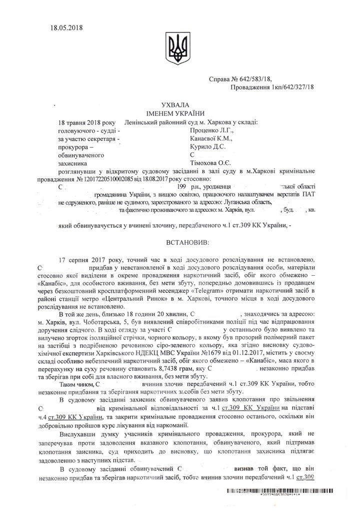 «Битва» за применение ч.4 ст.309 УК Украины выиграна «Битва» за применение ч.4 ст.309 УК Украины выиграна